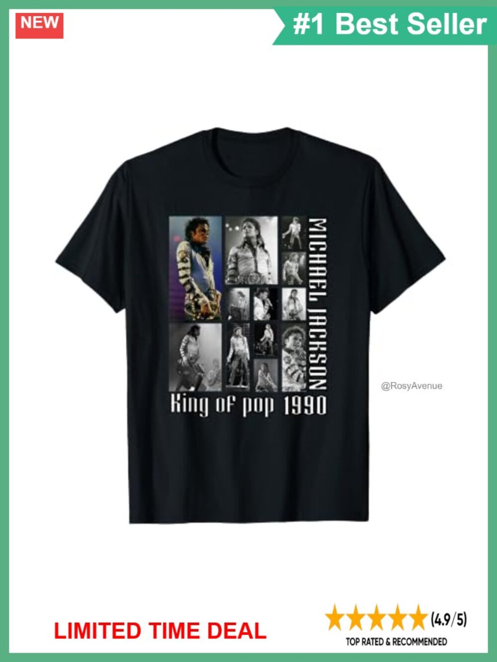 Michael Jackson Graphic T-Shirt V-Neck Short Sleeve Lightweight Cotton